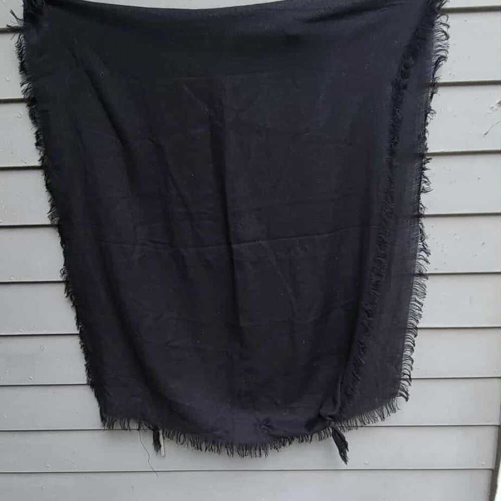 Everyday Black Fringe Wrap Scarf